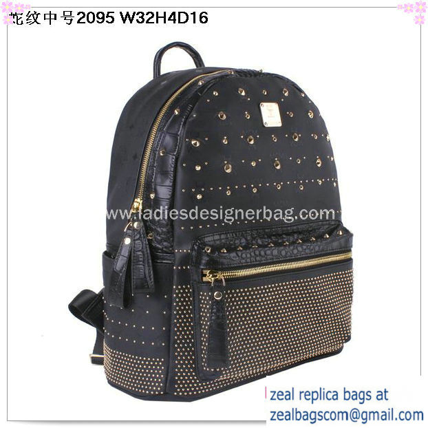 High Quality Replica MCM Armour Medium Backpack Snake Leather MC2095 Black